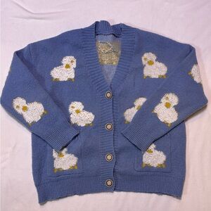 Blue Sheep Patterned Women's Sweater